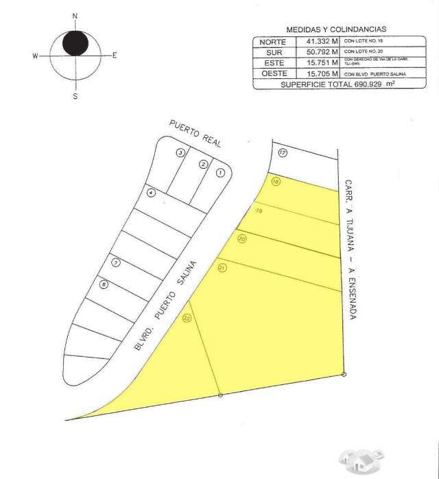 Venta de 6842m2 de Terreno en Puerto Salina La Marina, Ensenada