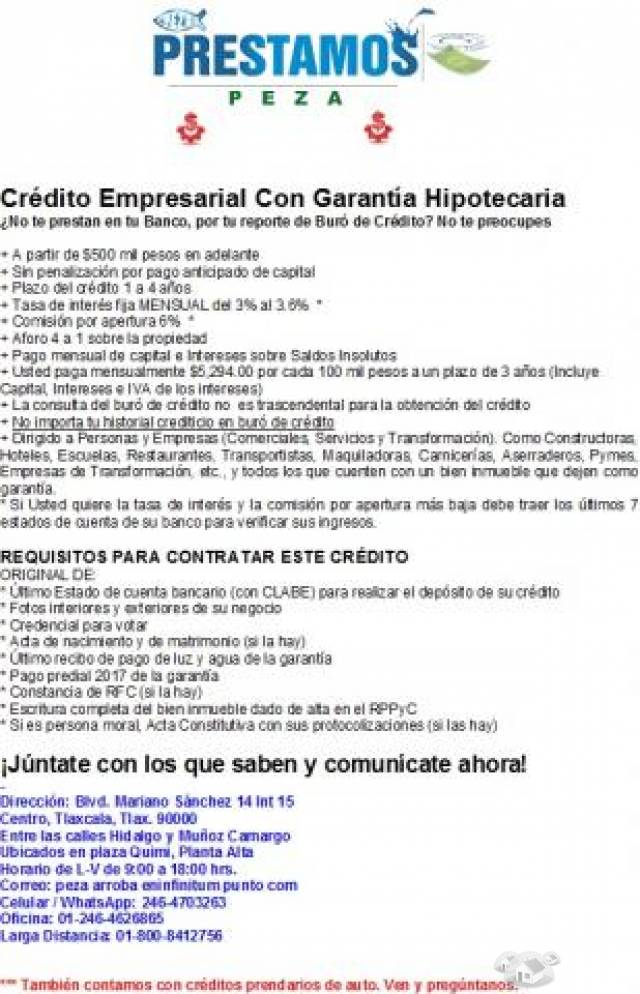 Crédito Empresarial Con Garantía Hipotecaria  ¿No te prestan en tu Banco, por tu reporte de Buró de Crédito? No te preocupes