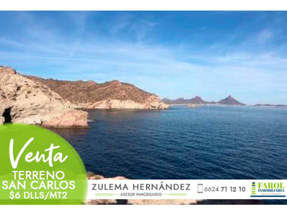 Venta de terreno en San Carlos, Sonora, con hermosa vista al mar.